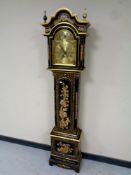 A Portuguese Reguladora black lacquered chinoiserie Westminster and Ave Maria quarter chiming