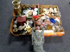 Four boxes containing a large quantity of miscellaneous ceramics, glassware, ornaments,