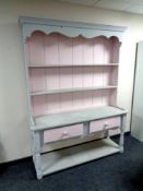 A painted pine farmhouse kitchen dresser,