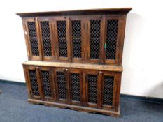 A Persian style hardwood six door over six door buffet sideboard,