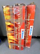 Two three piece bonded marble fireplace backs,