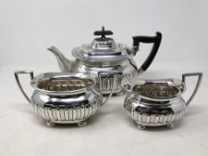 A three piece Sheffield plate tea service