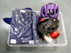 A box containing overalls,