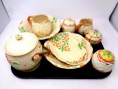 A tray containing Arthur Wood and Brentleigh beech pattern china