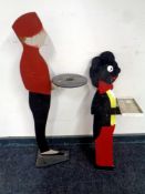 Two 20th century painted wooden butler figures