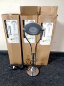 A pair of contemporary chrome angle poise LED table lamps,