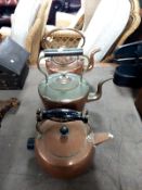 Three Victorian copper kettles