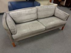 A 20th century Danish grey leather settee