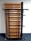 A Victorian style metal bed frame with interior