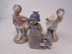 Two Nao figures, Ballerinas, together with a further Nao figure,