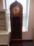An early 20th century oak cased Kienzle German regulator clock with pendulum and weights (wormed)
