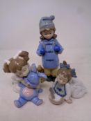 A Nao figure, travelling girl, together with two further Nao figures,