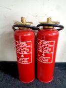 Two 20th century two imperial gallon fire extinguishers (as new)