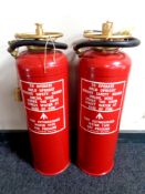 Two 20th century two imperial gallon fire extinguishers (as new)