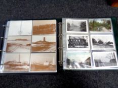 Two green vinyl albums of postcards relating to North Tyneside.