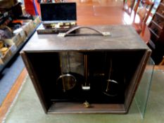 A set of vintage chemist's balance scales in case together with Bakelite cased weights