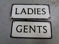 Two metal signs - Lady's and Gent's
