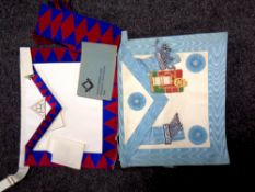 Two Freemasons aprons together with sash,