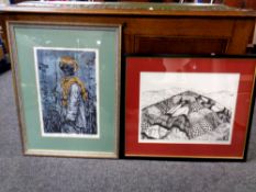 A signed limited edition print - Middle Eastern man with staff, a further limited edition print.