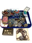 A tray of costume jewellery, necklaces,
