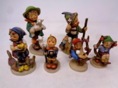 Six Goebel and Hummel figures to include Mountaineer, Apple Tree Boy,