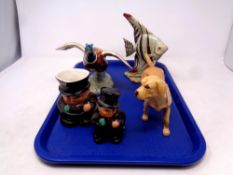 A tray containing a Beswick 850 pheasant ornament together with a Beswick 1047 fish ornament (as
