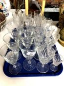 A tray of wine glasses