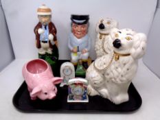 A tray of Royal Doulton Staffordshire style dogs,