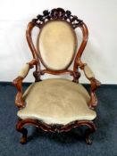 A good quality Victorian walnut armchair