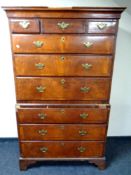 A George III walnut nine drawer chest on chest CONDITION REPORT: Some veneer losses