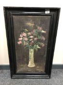 Continental school : still life with flowers in a vase, oil on canvas,