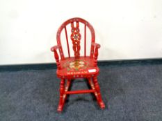 A painted pine child's rocking chair, Megan,
