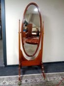 A good quality late 19th century inlaid mahogany cheval mirror, width 68 cm,