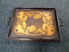 An early 20th century pokerwork tray
