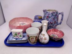 A tray of Maling china,