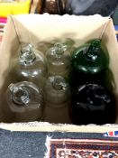 Six glass demijohns