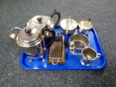 A silver plated tea service together with further silver plated items