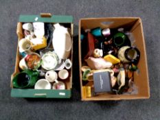 Two boxes of china, glass, plates,