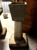 A concrete garden planter