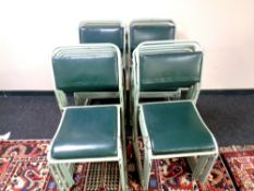 Twenty mid 20th century tubular metal stacking chairs