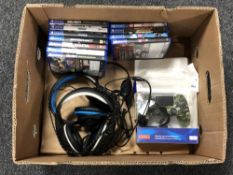 A box containing eleven Play Station 4 games to include Marvel Lego, Call of Duty, Grand Theft Auto,