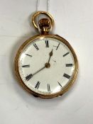 An 18ct gold fob watch, dial width 33.97 mm, 47.1g gross.