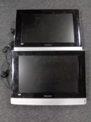 Two Wharfedale 19 inch LCD TV DVDs with leads