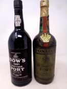A vintage bottle of Fonseca 30 year old port together with a further bottle of Dowes 1991 vintage