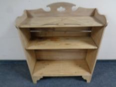 A set of Edwardian pine open bookshelves