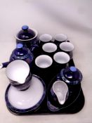 A tray containing nineteen pieces of Denby Baroque pottery to include teaware,