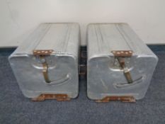 Two 20th century aluminium steaming boxes