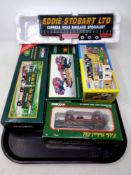 A tray containing Corgi die cast vehicles, Eddie Stobart vans,
