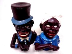 Two cast iron novelty money boxes