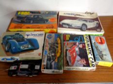 A box containing 20th century modelling kits to include Froc motorised car,